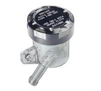 CNC Aluminum Motorcycle Brake Oil Reservoir with Transparent Cup for | Direct Push Pump Systems, DOT4 Compatible Fluid Tank for Custom Bike Builds, Slant or Straight Mount(Slant Black/Silver)