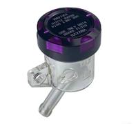 CNC Aluminum Motorcycle Brake Oil Reservoir with Transparent Cup for | Direct Push Pump Systems, DOT4 Compatible Fluid Tank for Custom Bike Builds, Slant or Straight Mount(Slant Purple)
