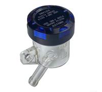 CNC Aluminum Motorcycle Brake Oil Reservoir with Transparent Cup for | Direct Push Pump Systems, DOT4 Compatible Fluid Tank for Custom Bike Builds, Slant or Straight Mount(Slant Black/Blue)