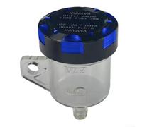 CNC Aluminum Motorcycle Brake Oil Reservoir with Transparent Cup for | Direct Push Pump Systems, DOT4 Compatible Fluid Tank for Custom Bike Builds, Slant or Straight Mount(Straight Black/Blue)