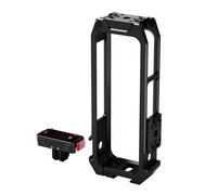 CNC Aluminum Protective Cage Frame Housing Vertical Horizontal Magnetic Quick Release Bracket Cold Shoe Mount 1/4'' Screw Compatible with Insta360 X5 Action Camera (Black E1)