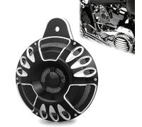 CNC Billet Aluminum Horn Cover for Harley Big Twin, Street Glide,Road King, Electra Tour Glide CVO, 1991-2024 (Deep style, BLACK)