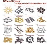 CNC Carbide Lathe Tool Inserts Set 10pcs with 40 Types Blade Cutter for Steel, Cast Iron, Aluminum Wire Machining (11IR A60)