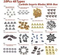 CNC Carbide Lathe Tool Inserts Set 10pcs with 40 Types Blade Cutter for Steel, Cast Iron, Aluminum Wire Machining (MGMN300-M)
