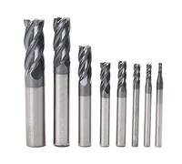 CNC End Mill Set, Carbide Tungsten Steel 4 Fultes Milling Cutter, Router Bits Rotary Bits Tool Straight Shank 2-12mm 8pcs