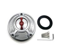CNC Fuel Gas Tank Cap Cover Aluminum Keyless Motorcycle Accessories All Years For Yamaha FZ6 FZ6R FZ1 R1 R6 R6S Tank Cap(Gray Red)