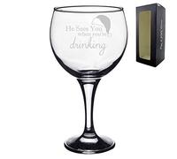 CNC Group Engraved Novelty Christmas Gin Balloon, He Sees You When You're Drinking, Christmas Gift, Gift Boxed