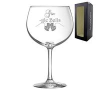 CNC Group Engraved Novelty Christmas Juniper Glass Gin-gle Bells Christmas Gift, Gift Boxed