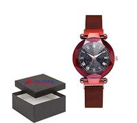 CNC Group Watch Quartz Black Star Sky Face with Blue Body and Mesh Magnet Buckle