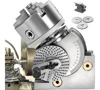 CNC Milling Machine 3 Jaw Chuck Kit - Rotary Indexing Head with Tailstock & Dividing Plates for Precision Machining, Vertical & Horizontal Applications