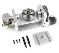 CNC Milling Machine 5-Axis Rotary Table with 3 Jaw 100mm Chuck, A-axis C-axis Indexing Dividing Head for CNC Routing and Engraving, Nema23 Step Motor