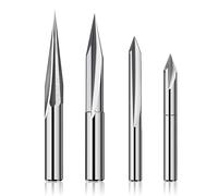 CNC Router Bits Set 1/4 Shank, Engraving Wood Carving Router Bit 6mm & 4mm, V-Groove, Profile Bit, Tungsten Steel - 4PCS