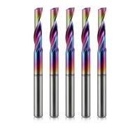 CNC Single Flute Router Bits 1/8 Inch Shank,3.175mm Cutting Dia,12mm Cutting Length,Solid Tungsten Carbide Alloy End Mill, DLC Coating Milling Cutter for Aluminium(3.175x12mm,5PCS)