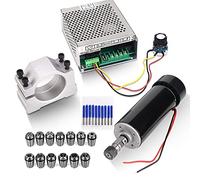 CNC Spindle 500W Air Cooled 0.5kw Milling Motor and Spindle Speed Power Converter and 52mm Clamp and 13pcs ER11 Collet for DIY Engraving