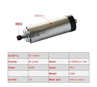 CNC Spindle Motor 800W 1.5KW 2.2KW Air Cooled Engraving Machine 65mm 80mm Z Axis Shaft 1500W 2200W ER11 ER16 ER20 Chuck Quiet, Efficient, and Stable Operation(800W 65x188mm ER11)
