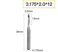 CNC Spiral Milling Cutter Single Edge with 3 175mm Shank Diameter for Precision Cutting and Smooth Chip Flow on Advertising and Woodworking Machines (3.175x2.0x12mm )