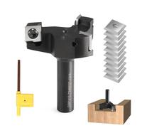 CNC Spoilboard Surfacing Router Bit, 1/2" Shank 2" Cutting Diameter，Carbide 4-Wing Slab Flattening Router Bit Planing Bit Wood Planer Bit with 10 PCS Indexable Insert(12x12x1.5mm)