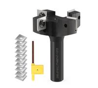 CNC Spoilboard Surfacing Router Bit, 1/2" Shank 2" Cutting Diameter，Carbide 4-Wing Slab Flattening Router Bit Planing Bit Wood Planer Bit with 10 PCS Indexable Insert(12x12x1.5mm) (4-Wing 1/2'' Shank)