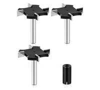 CNC Spoilboard Surfacing Router Bits 3pcs, 1/4 inch (6.35mm) Shank 1-1/2 inch (38mm) Cutting Diameter, EXFEIN Slab Flattening Router Bit Planing Bit Wood Milling Cutter Planer Woodworking Tool