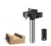 CNC Surfacing Router Bit, 1/4 inch Shank Carbide Tipped Surface Slab Flattening Router Bit with Chuck Connector, 3 Wings T-Slot Milling Planing Spoilboard Cutter for Woodworking