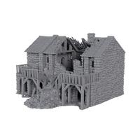 CNC Universe Ruined Black Rock Barracks Tabletop Gaming Terrain 3D Print for Use with Gaming Miniatures, Tabletop Wargames, RPGs & Dioramas (20MM Scale (L 189MM x W 192MM x H 123MM))