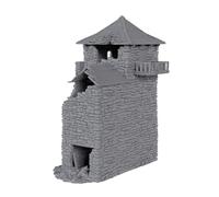 CNC Universe Ruined Black Rock Keep Tabletop Gaming Terrain 3D Print for Use with Gaming Miniatures, Tabletop Wargames, RPGs & Dioramas (15MM Scale (L 125MM X W 88MM X H 156MM))