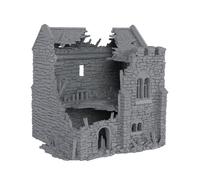 CNC Universe Ruined Norman Stone Keep Tabletop Gaming Terrain 3D Print for Use with Gaming Miniatures, Tabletop Wargames, RPGs & Dioramas (10MM Scale (L 62MM X W 55MM X H 56MM))