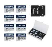 CNCANIL 64GB Micro SD Card for Nintendo-Switch, GoPro, Wyze, Dash Cam, Security Cam, MicroSDXC Memory Card up to 90MB/s, U3, V30, Full HD & 4K Video, with SD Card Adapter (8Pack)
