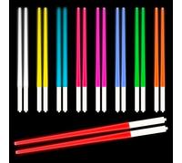 Cncedi 1 Pair Lightsaber Chopsticks 9 Color Led Light Up Chopsticks LED Glowing Light Saber Chop Sticks Reusable BPA Free and Dishwasher Safe for Kitchen Dinner Party Sushi Cutlery