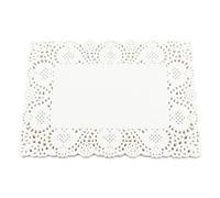 Cncedi 100PCS White Lace Rectangle Paper Doilies - 27 x 21cm/10.6 x 8inch, for Buffet Cake Fried Food Party Wedding Tableware Decoration