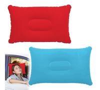 Cncedi 34 * 22cm Blow Up Pillows, 2Pcs Inflatable Pillows for Camping Beach, Ultralight Compact Cushion, Compressible Pillow for Travel Sunbathing Sun Lounger Airplane Outdoor (Rose Red & Sky Blue)