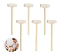 Cncedi 6 Pcs Mini Wooden Hammers, Wooden Crab Mallet, Educational Pounding Toys, Small Wooden Beating Tools for Boys Girls DIY