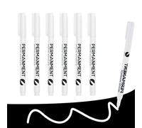 Cncedi 6pcs 1mm White Permanent Marker Pen, White Fabric Pen Quick Dry Waterproof Laundry Marker for Clothes Wall Metal Wood Glass Plastic Tyre Stones Ceramic