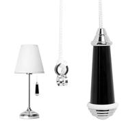 Cncedi Bathroom Light Pull Cord Switch, Black Chrome Porcelain Handle with 100cm String for Toilet, Shower, Ceiling Fan - Premium Quality Light Switch Pull Cord