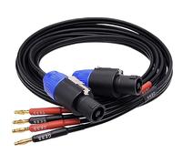 CNCESS Banana Plug to Speakon Speaker Cable, 12AWG, 2-Pack (6 Feet) | Soft tinned-copper wiring for dependable speaker connections.