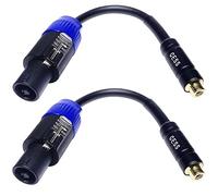 CNCESS RCA Female Jack to Speakon Male Adapter Cable, 6 in, Sub/Amp Crossover Niche Lead, 2-Pack