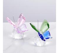 CNCRMEM 2Pcs Crystal Butterfly Figurine with Ball Base, Cute Butterfly Figurines Collectibles Art Glass Animals Table Decor, Crystal Cut Butterfly Desk Home Bedroom Office Decoration