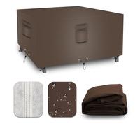 CNCZMH Heavy Duty Patio Furniture Covers Waterproof, 600D Outdoor Furniture Cover Waterproof for Sectional Sofa Couch, Outdoor Dining Table and Chair Set Covers 106''L x 106''W x 32''H, Brown