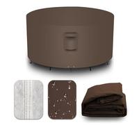CNCZMH Heavy Duty Patio Furniture Covers Waterproof, 600D Round Outdoor Furniture Cover Waterproof for Sectional Sofa Couch, Outdoor Dining Table and Chair Set Covers 54"DIA x 28"H, Brown
