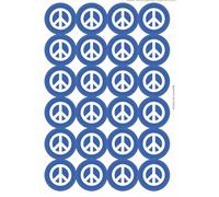 CND Peace Symbol Blue Circular Matt Paper Stickers A4 Sheet of 24 (Each Sticker is 45mm Diameter)
