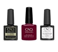 CND Shellac Bundle: Wear Extender Base Coat, No-Wipe+ Top Coat and Signature Lipstick - Perfect Combination for Long-Lasting Shine and Colour Intensity