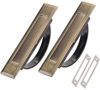 CNDBAHHE Flush Mount Handle,Sliding Door Handles， Recessed Cabinet Pulls 84mm Hole Pitch 99mm Length Gold Pack of 2(C)