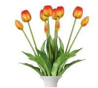 Cndiyald 2 Bundles 15.8 Inch Latex Artificial Tulips Bouquets, Real Touch Flowers for Party & Home Decor, Orange