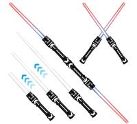 Cndiyald 2 Pcs Lightsaber, Expandable Double Blade Light Up Dueling Light Saber Sword with Sound, 2 in 1 LED Glow in the Dark Light Saber for Halloween, Galaxy War Fighters Warriors