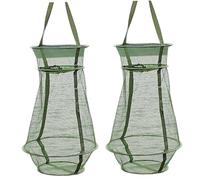 Cndiyald 2Pcs Fish Basket Collapsible Portable Nylon Mesh Fish Trap for Keeping Alive, Functional Bait Storage Crayfish Crab Minnows Shrimps Lobsters, 11x20, Fishing Basket