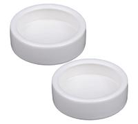 Cndiyald 2Pcs Reptile Food Dish 2.8x0.8 Round Anti-Escape Ceramic Reptile Feeding Dish Washable Reusable Gecko Tank Accessories, Feeding