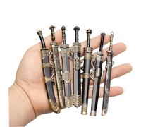 Cndiyald Ancient Sword Keychain 7Pcs Mini 4.7", Chinese Keychain Zinc Alloy Key Chain Old Scabbard Decoration Pattern Uncut Blade Model for Men Women