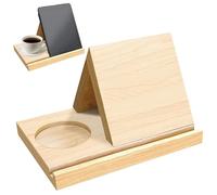 Cndiyald Book Stand Wooden Triangle Book Holder Simple Book Rest with Coffee Drink Holder Desk Book Holder Gift for Reader Book Lover Standing Shelf Units