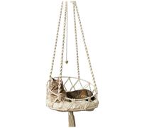 Cndiyald Cat Hanging Hammock, Cat Swing 16 Inch, Hanging Bed with Cotton Mat, Boho Macrame Hammock for Sleeping