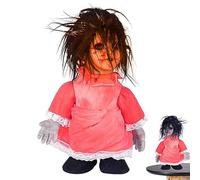 Cndiyald Halloween Scary Doll 13.39x7.48inch Voice-activated Battery Powered Creepy Dolls Halloween Prop for Party Haunted House, Battery Not Included, Red, Haunted Doll